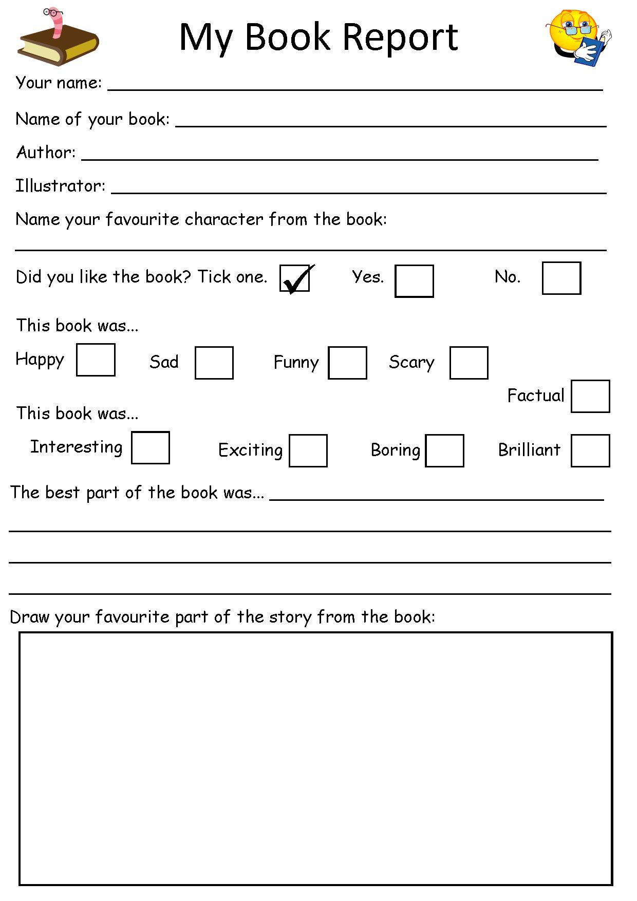 Book report for second grade template