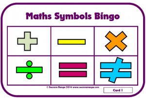 Maths Symbols Bingo