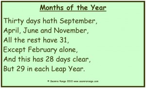 Days in each month rhyme