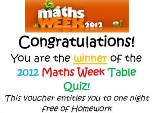 Maths Week Homework Passes