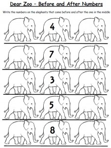 Dear Zoo Before and After Numbers