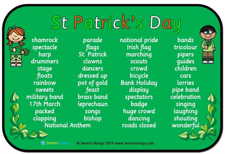 saint patricks day vocabulary words
