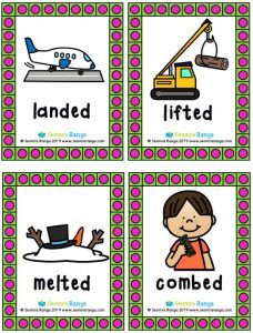 Verbs Ending in -Ed Language Cards