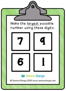 Maths Task Cards – Make the Largest Number 01