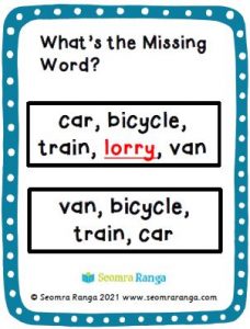 English Task Cards – What’s Missing 02