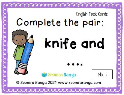 English Task Cards – Word Pairs 01