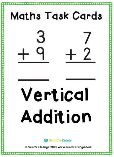 Maths Task Cards – Vertical Addition 01