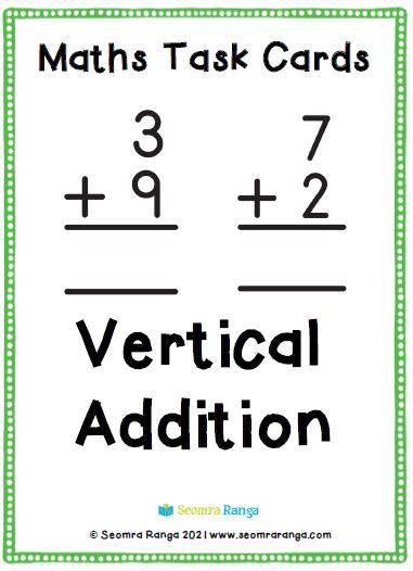 Maths Task Cards – Vertical Addition 01
