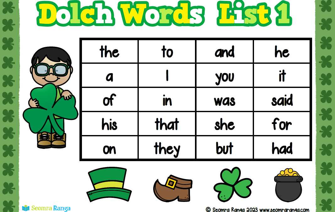 St. Patrick’s Dolch Word Mats