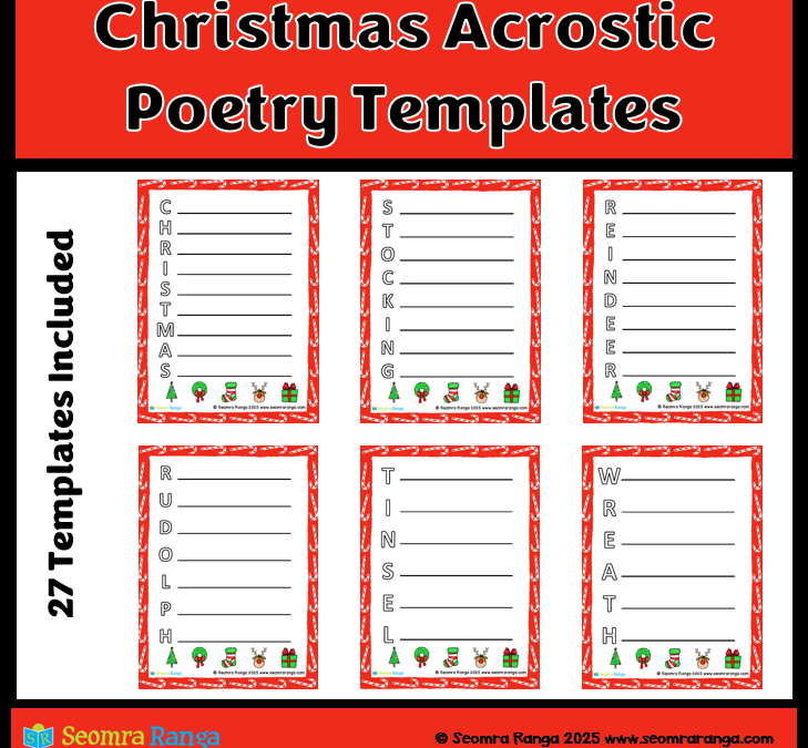 Christmas Acrostic Poetry Templates