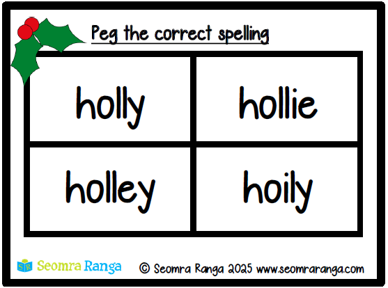 Peg Christmas Spellings
