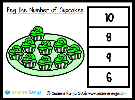Peg Counting St. Patrick’s Cupcakes