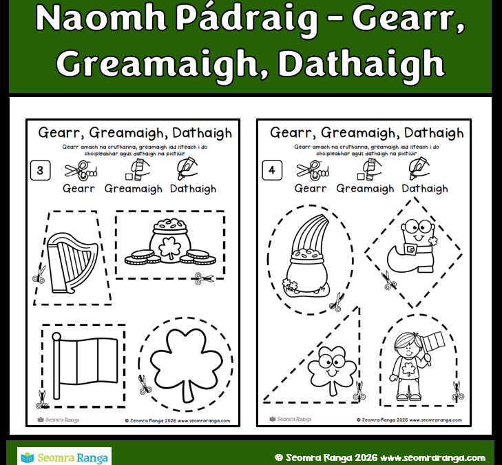 Naomh Pádraig – Gearr, Greamaigh, Dathaigh